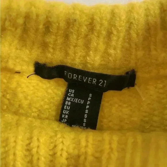 Forever 21 Bright Yellow Fair Isle Pullover Knit Sweater Woman’s Size S relaxed - Picture 13 of 15